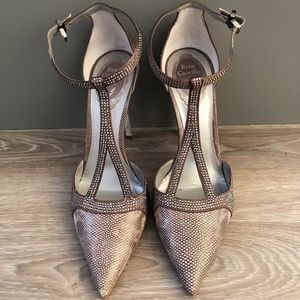 Rene Caovilla Printed Studded T Straps Pump, Size 39
